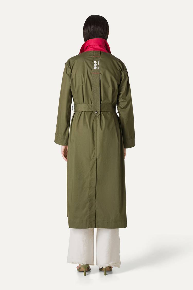 Oof Wear TRENCH LUNGO IN GABARDINA DI COTONE LEGGERO 9203 - FORESTA In Linea