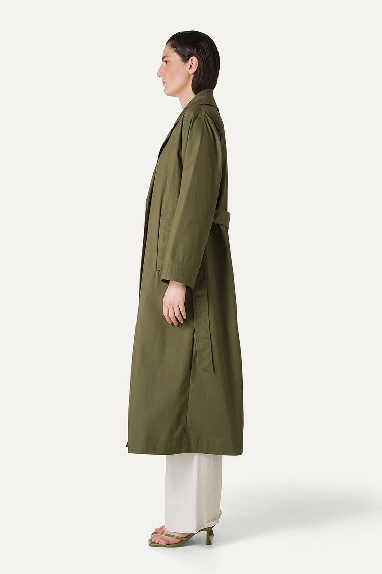 Oof Wear TRENCH LUNGO IN GABARDINA DI COTONE LEGGERO 9203 - FORESTA In Linea