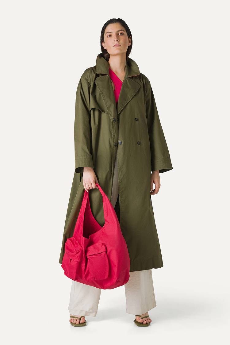Oof Wear TRENCH LUNGO IN GABARDINA DI COTONE LEGGERO 9203 - FORESTA In Linea
