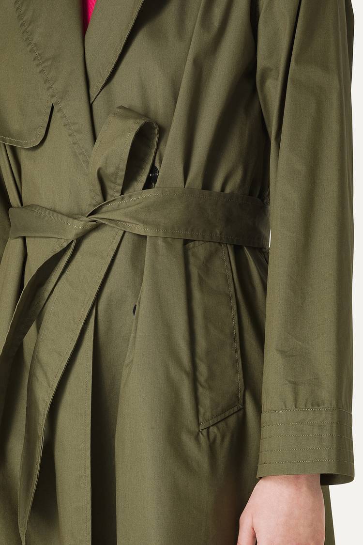 Oof Wear TRENCH LUNGO IN GABARDINA DI COTONE LEGGERO 9203 - FORESTA In Linea