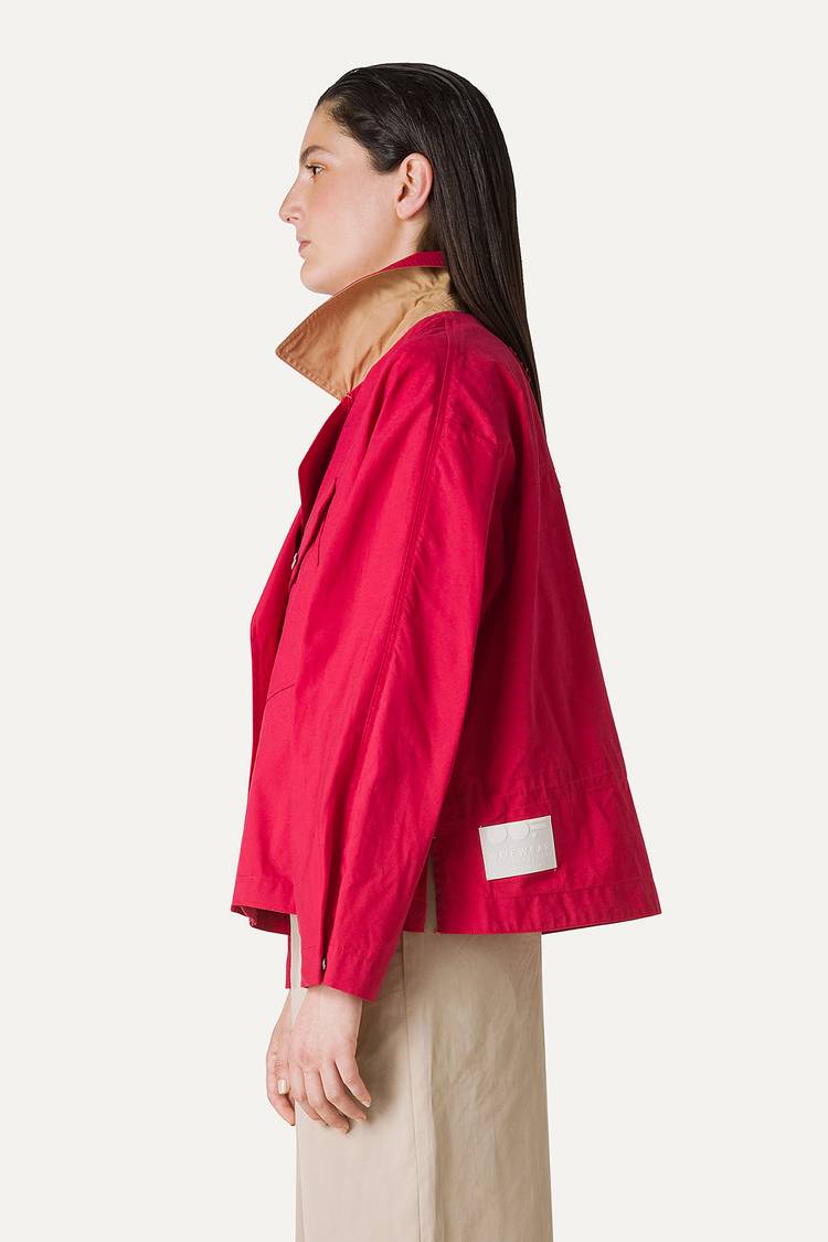 Oof Wear TRENCH CORTO IN GABARDINA DI COTONE LEGGERO 9202 - LAMPONE Qualità