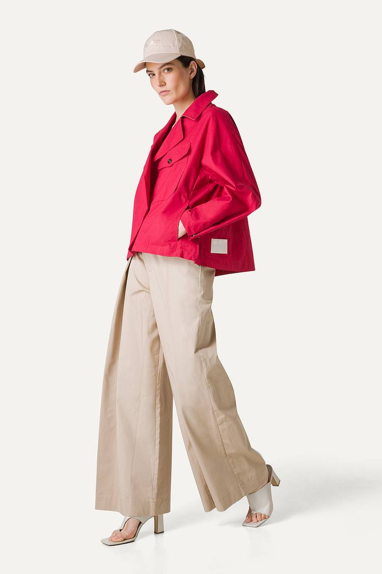 Oof Wear TRENCH CORTO IN GABARDINA DI COTONE LEGGERO 9202 - LAMPONE Qualità