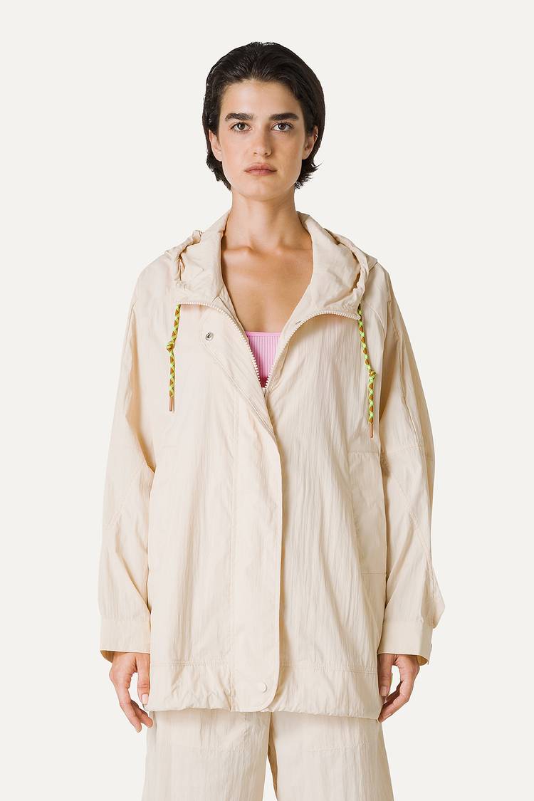 Oof Wear GIACCA CON CAPPUCCIO OVER IN NYLON 9206 - CREMA Shopping Online