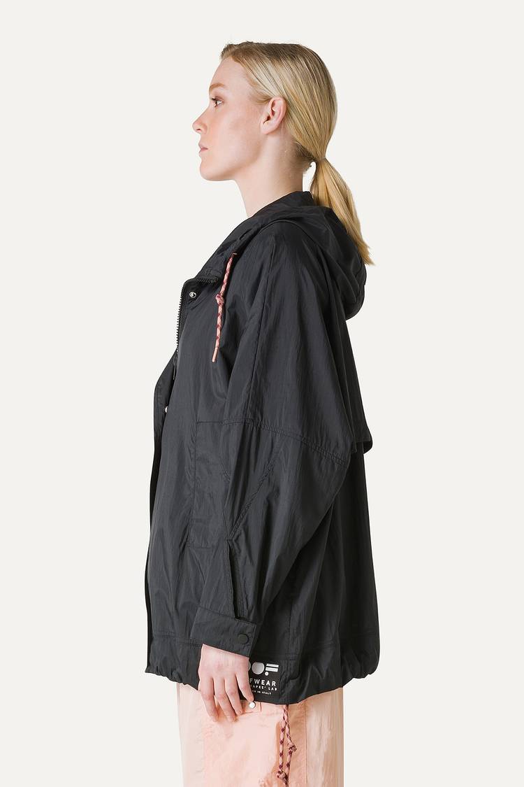 Oof Wear GIACCA CON CAPPUCCIO OVER IN NYLON 9206 - NERO Sottocosto