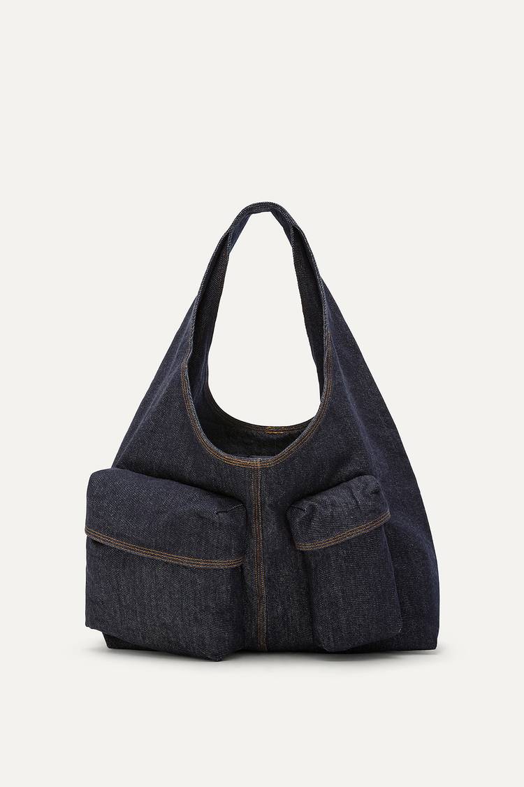 Oof Wear BORSA CON TASCHE IN DENIM LAVATO 3085 - BLU SCURO Italia
