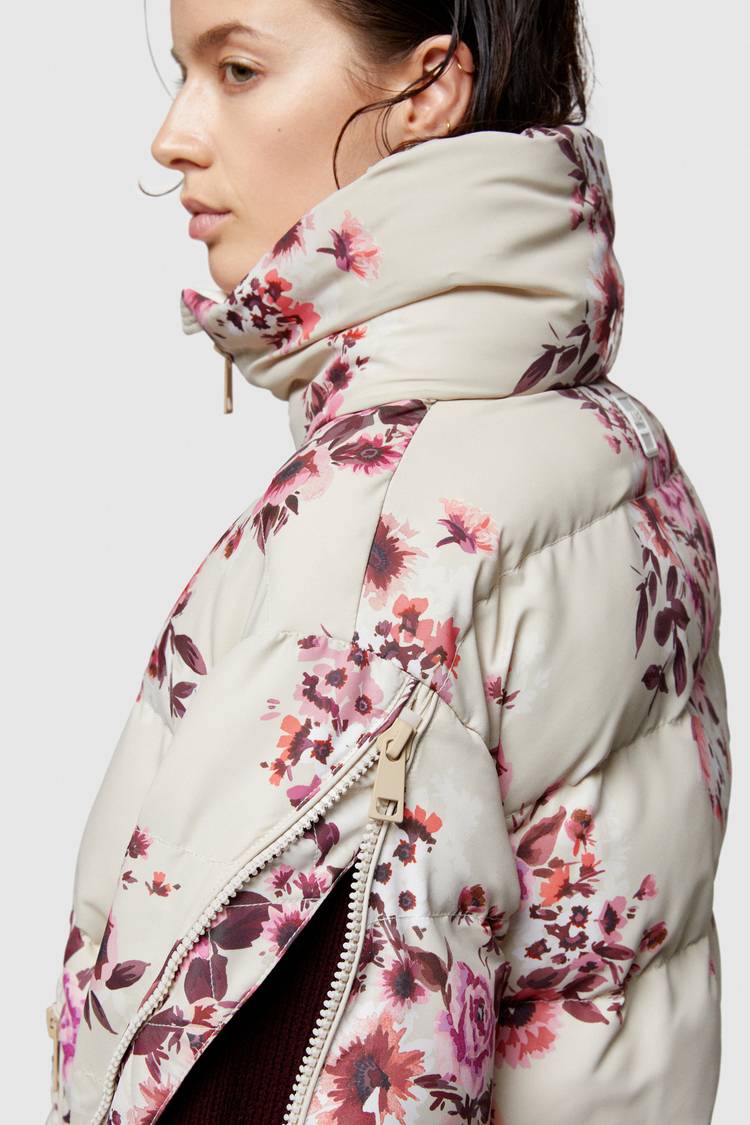 Oof Wear GIACCA CORTA 9251 IN NYLON CON STAMPA FLOREALE - SABBIA/ROSA In Linea