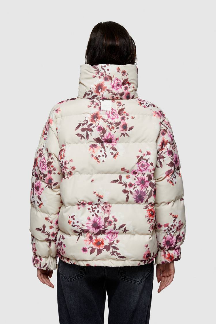 Oof Wear GIACCA CORTA 9251 IN NYLON CON STAMPA FLOREALE - SABBIA/ROSA In Linea