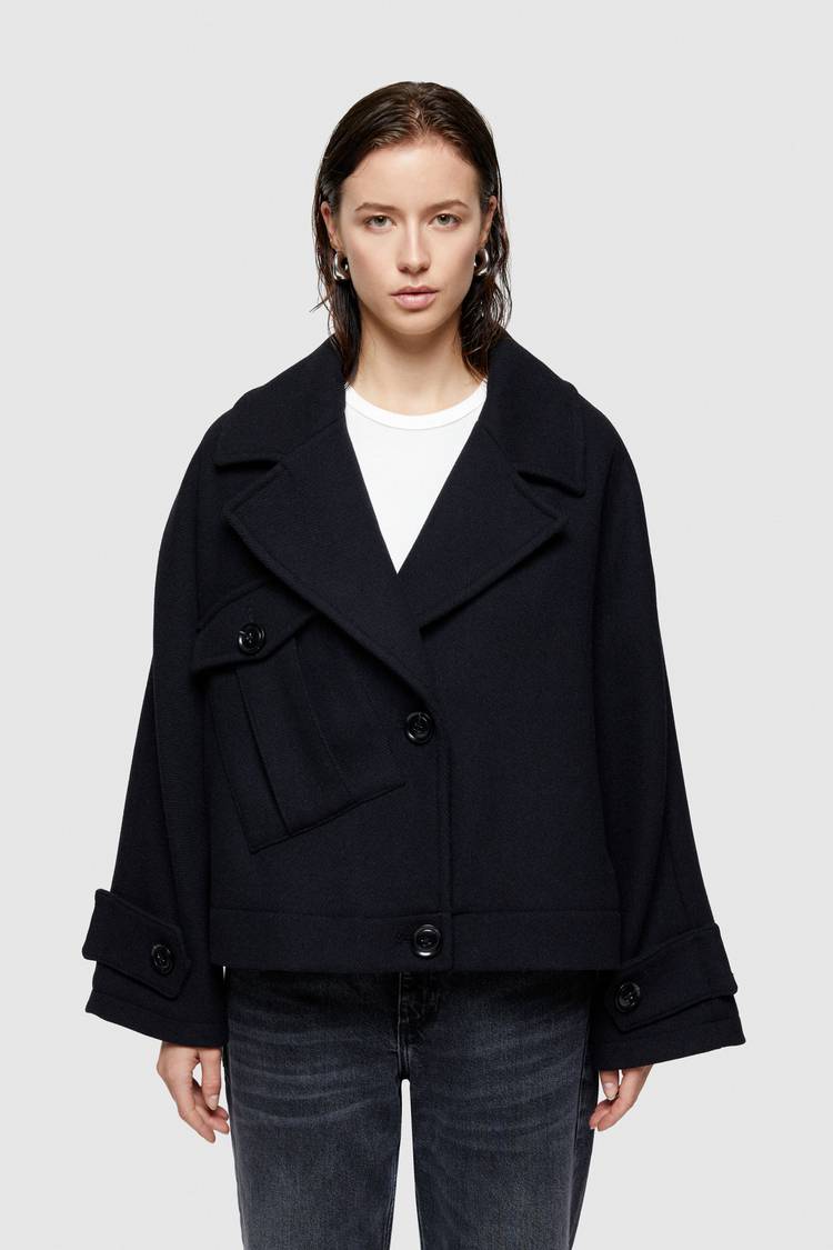Oof Wear CAPPOTTO CORTO 9268 IN PANNO DI LANA - BLU NOTTE Qualità Garantita