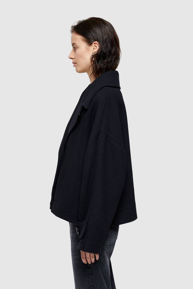 Oof Wear CAPPOTTO CORTO 9268 IN PANNO DI LANA - BLU NOTTE Qualità Garantita