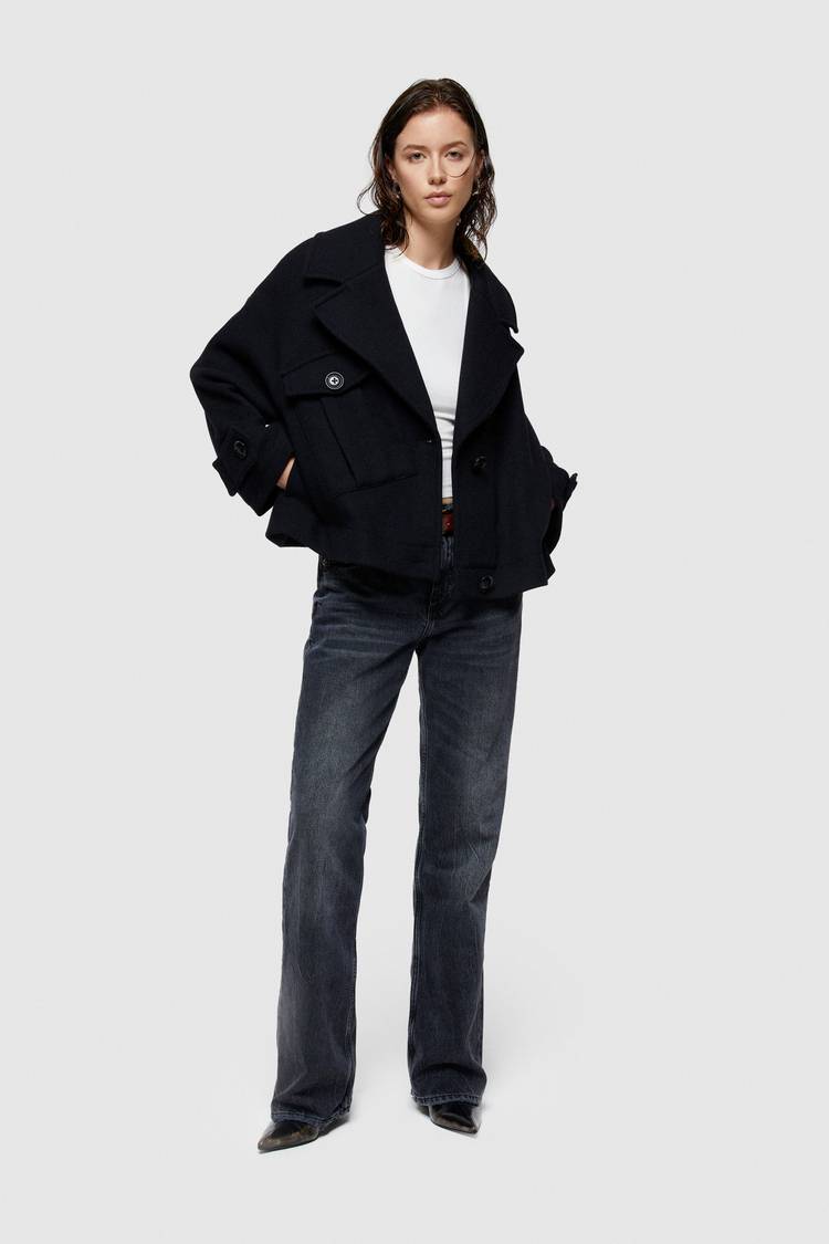 Oof Wear CAPPOTTO CORTO 9268 IN PANNO DI LANA - BLU NOTTE Qualità Garantita
