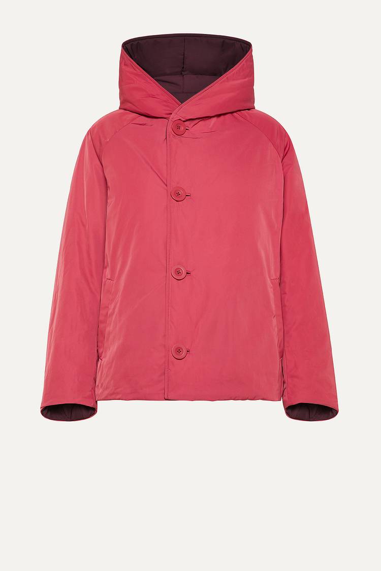 Oof Wear GIACCA REVERSIBILE 9006 IN NYLON MEMORY - PRUGNA/DUST ROSE Nuova