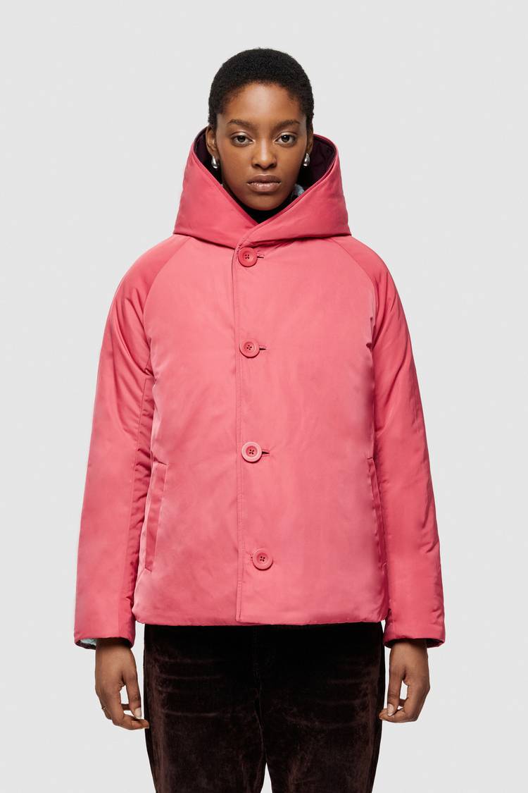 Oof Wear GIACCA REVERSIBILE 9006 IN NYLON MEMORY - PRUGNA/DUST ROSE Nuova