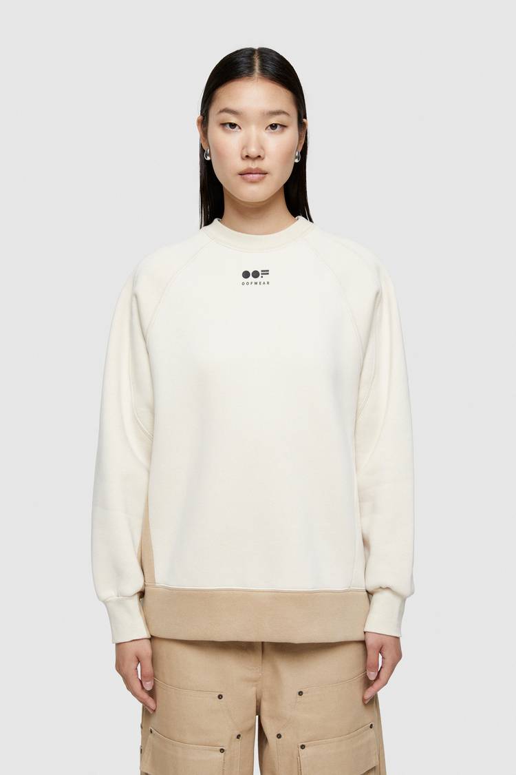 Oof Wear FELPA BICOLOR 4067 CON LOGO - PANNA/BEIGE Moda