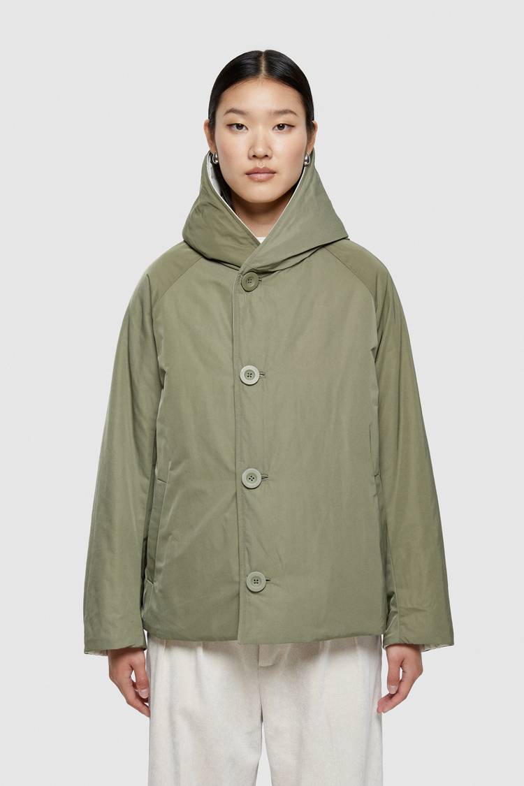 Oof Wear GIACCA REVERSIBILE 9006 IN NYLON MEMORY - PANNA/VERDE MILITARE Italy