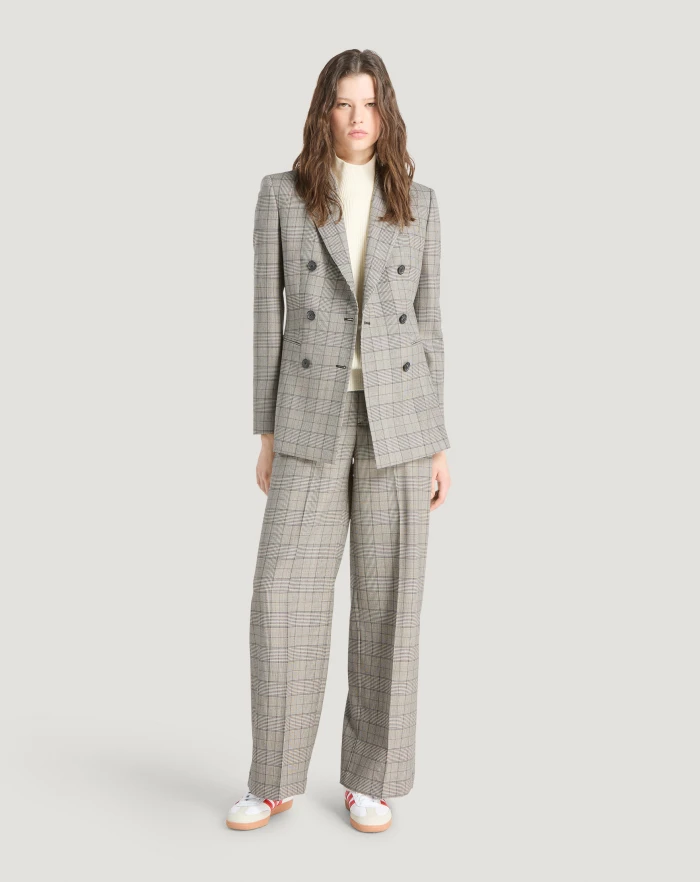 Pantaloni Torino Pantaloni Lorenza in lana check Offerta