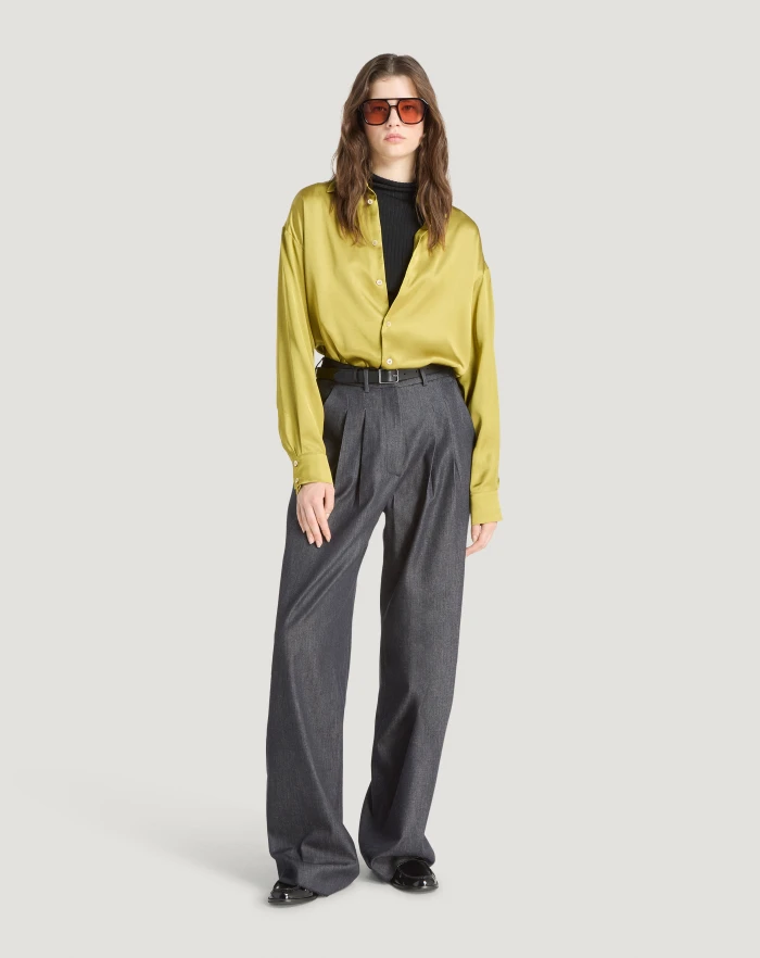 Pantaloni Torino Jeans Frankie in denim di cotone e seta Moda