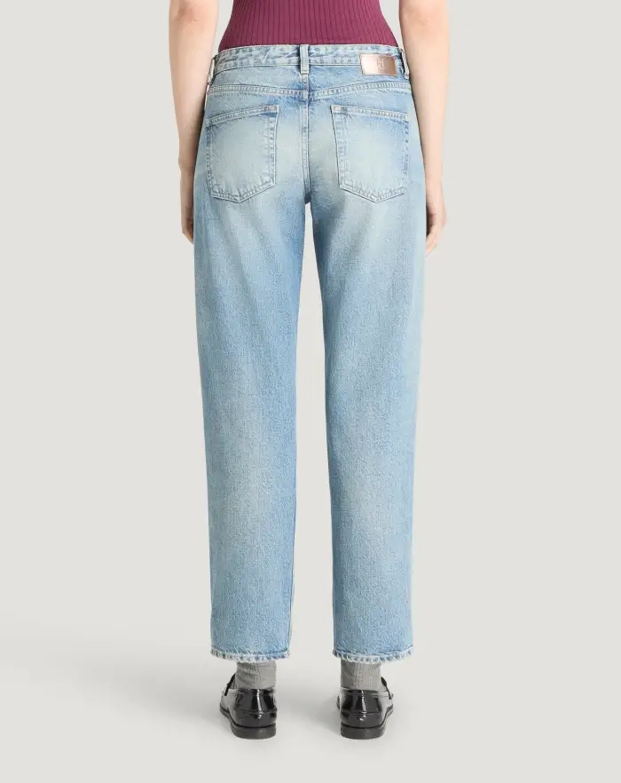 Pantaloni Torino Jeans Tina in denim indigo di cotone Nuovo