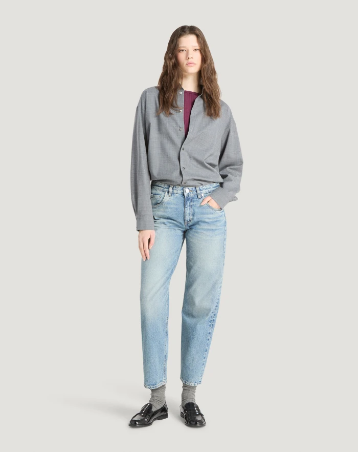 Pantaloni Torino Jeans Tina in denim indigo di cotone Nuovo