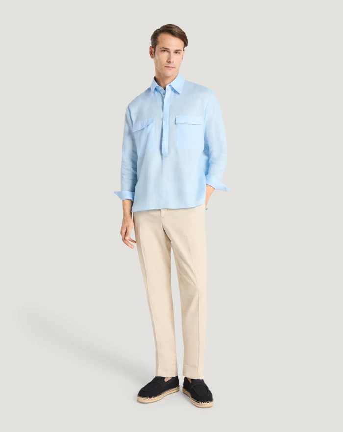 Pantaloni Torino Pantaloni Slim in lino stretch délavé Nuovo