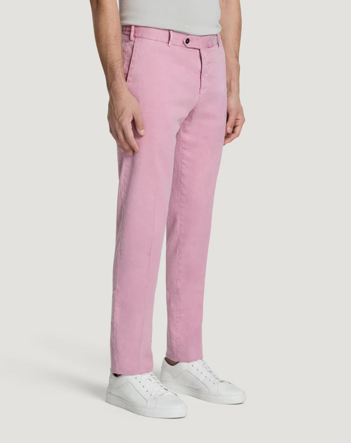 Pantaloni Torino Pantaloni Slim in lino stretch délavé Spedizione Gratuita