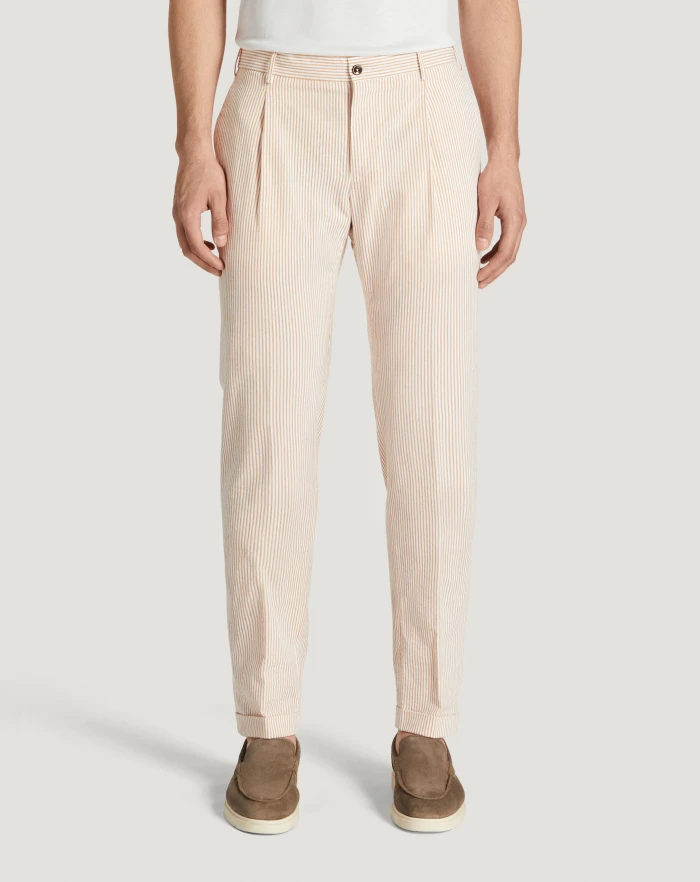 Pantaloni Torino Pantaloni Slim in cotone seersucker a righe Qualità Garantita
