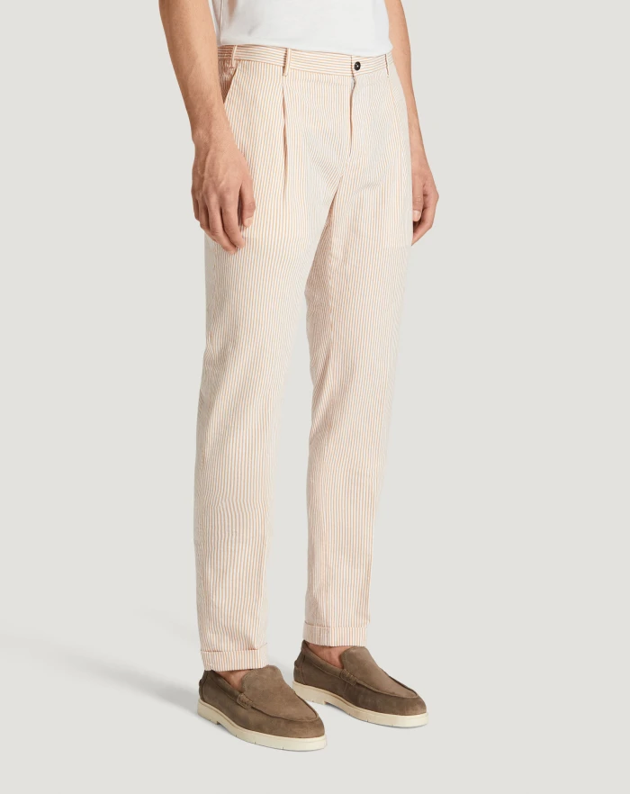 Pantaloni Torino Pantaloni Slim in cotone seersucker a righe Qualità Garantita