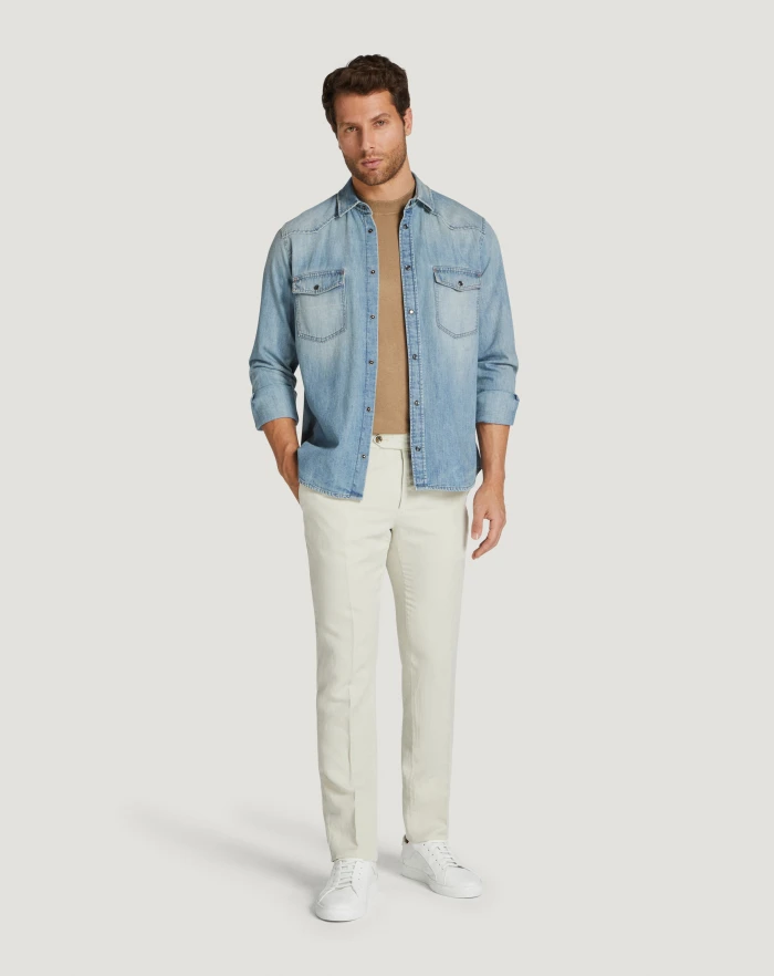 Pantaloni Torino Pantaloni Slim in cotone e lino batavia Consegna Veloce