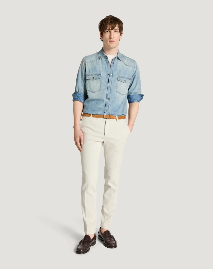 Pantaloni Torino Pantaloni House in silky denim stretch Prezzo Ridotto
