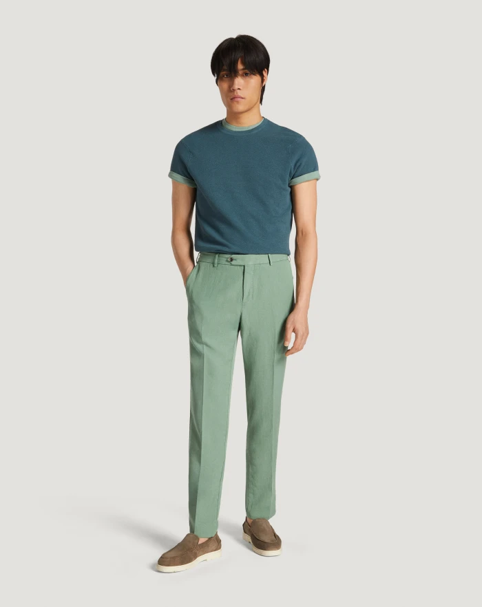 Pantaloni Torino Pantaloni Slim in cotone e lino batavia Outlet