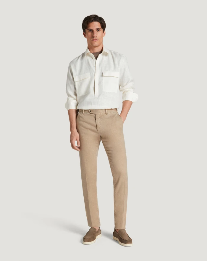 Pantaloni Torino Pantaloni Slim in lino stretch délavé Fino al 65% di sconto