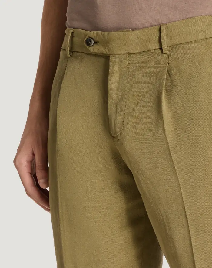 Pantaloni Torino Bermuda in cotone e lino batavia In Saldo