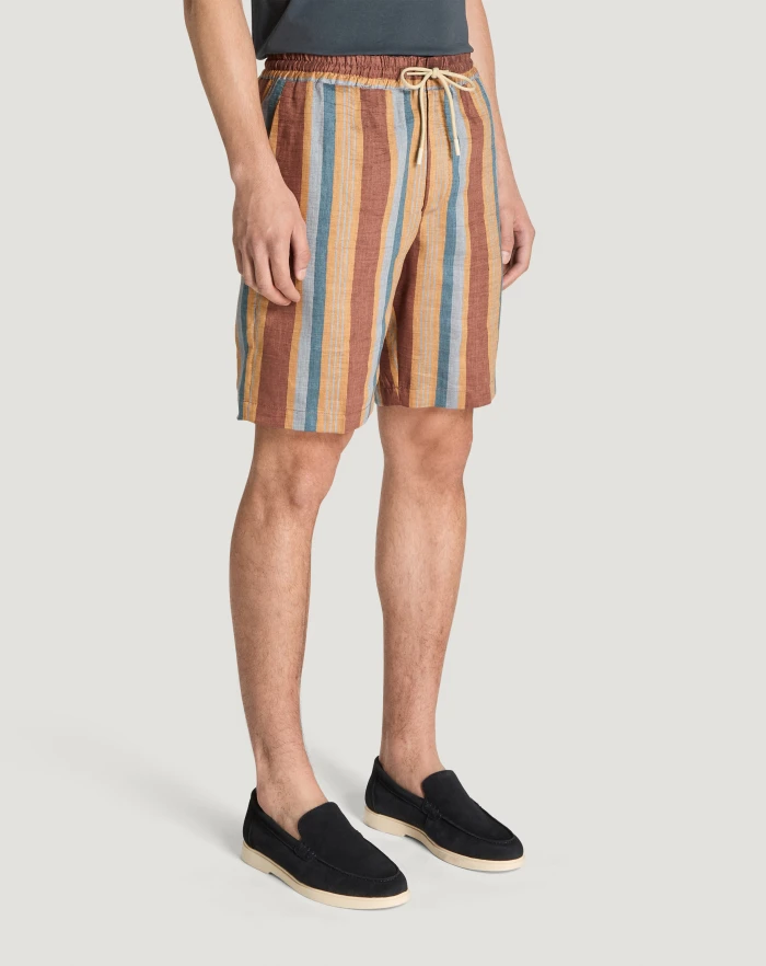 Pantaloni Torino Bermuda in lino fluido a righe Prezzo di fabbrica