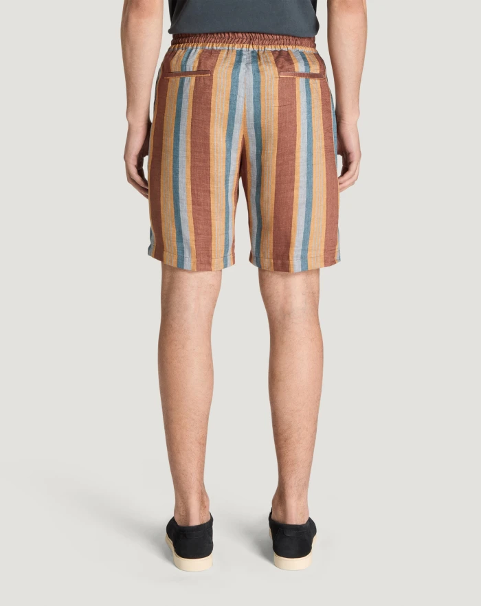 Pantaloni Torino Bermuda in lino fluido a righe Prezzo di fabbrica