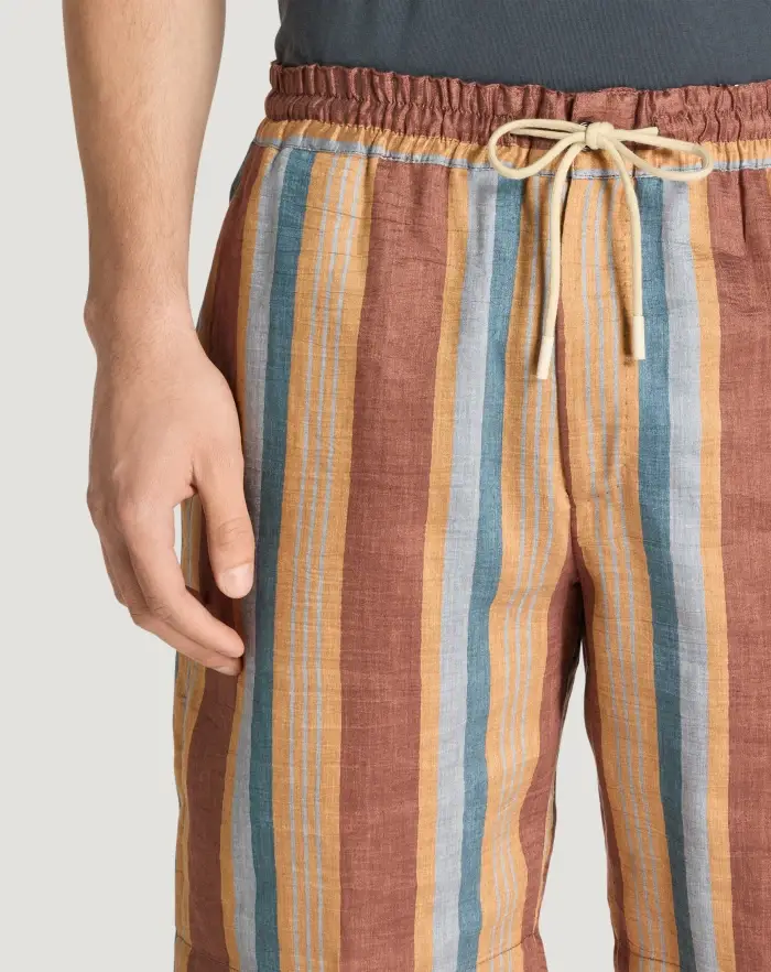 Pantaloni Torino Bermuda in lino fluido a righe Prezzo di fabbrica