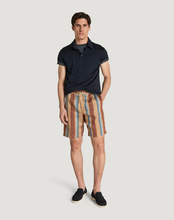 Pantaloni Torino Bermuda in lino fluido a righe Prezzo di fabbrica