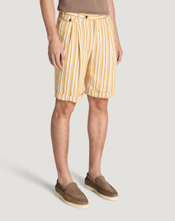 Pantaloni Torino Bermuda in viscosa fluida a righe Offerta speciale