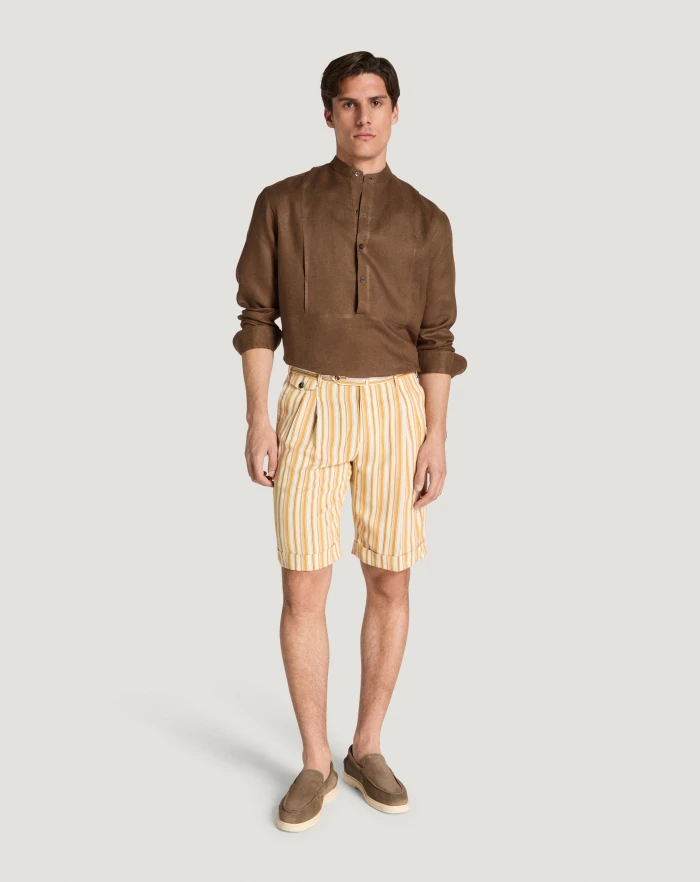 Pantaloni Torino Bermuda in viscosa fluida a righe Offerta speciale