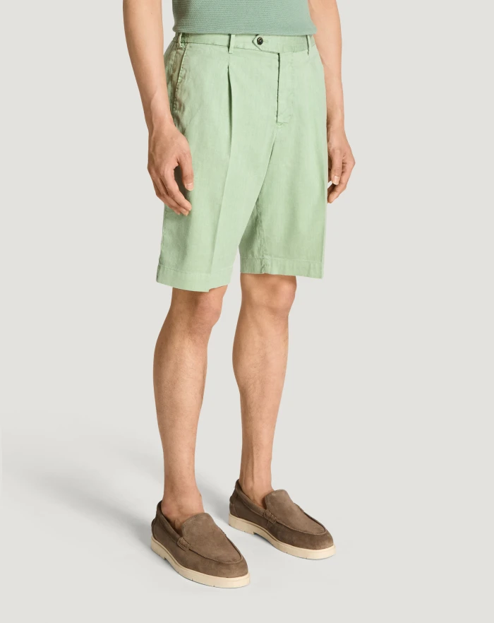 Pantaloni Torino Bermuda in lino stretch délavé Comprare a buon mercato