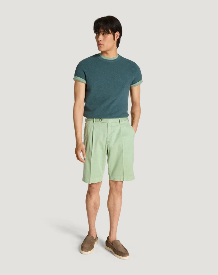 Pantaloni Torino Bermuda in lino stretch délavé Comprare a buon mercato
