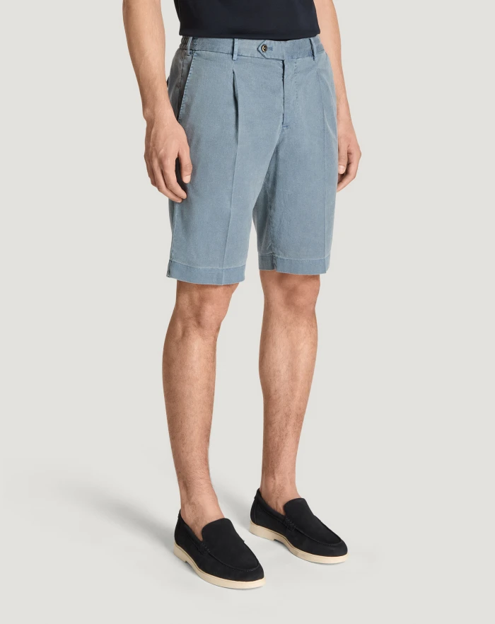 Pantaloni Torino Bermuda in lino stretch délavé Fornitura limitata