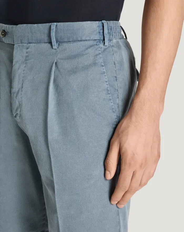 Pantaloni Torino Bermuda in lino stretch délavé Fornitura limitata