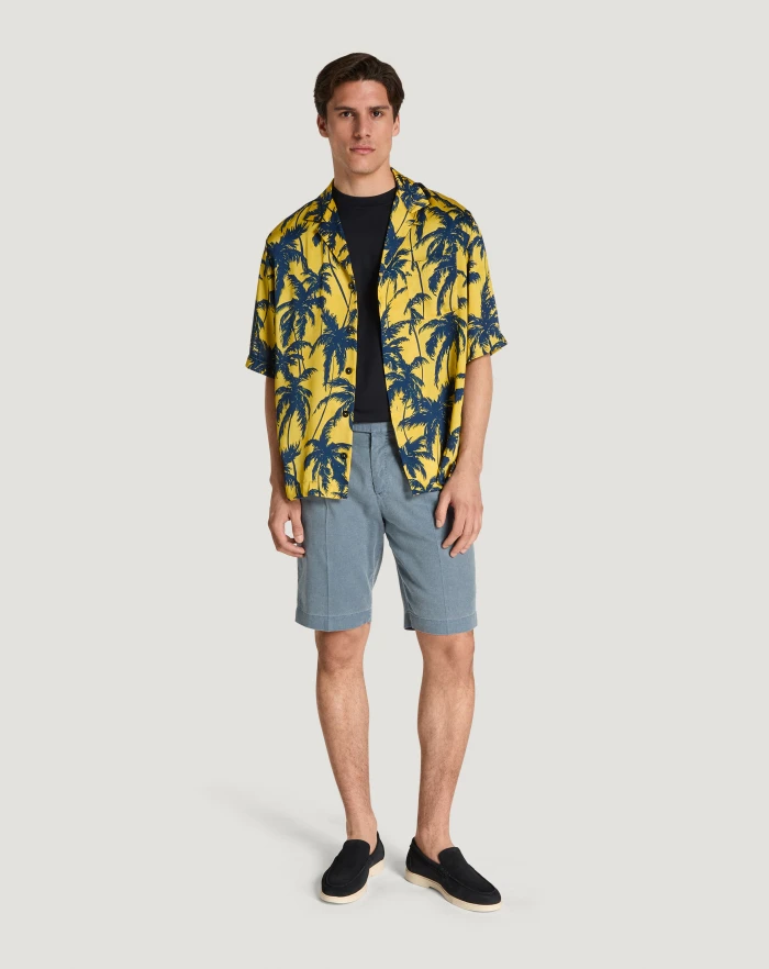 Pantaloni Torino Bermuda in lino stretch délavé Fornitura limitata