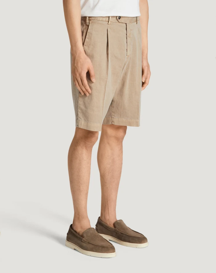 Pantaloni Torino Bermuda in lino stretch délavé Vendite stagionali