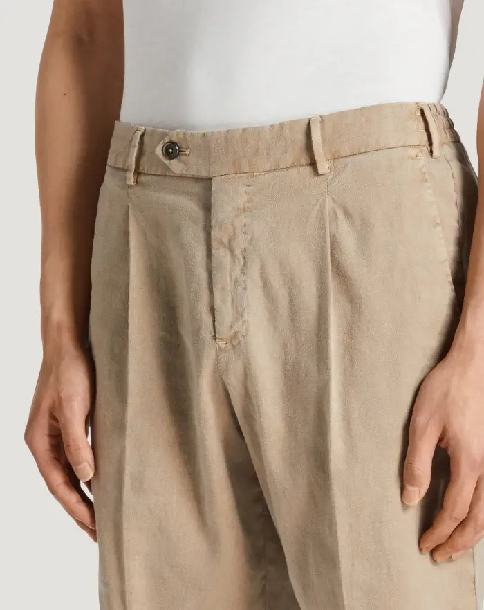 Pantaloni Torino Bermuda in lino stretch délavé Vendite stagionali