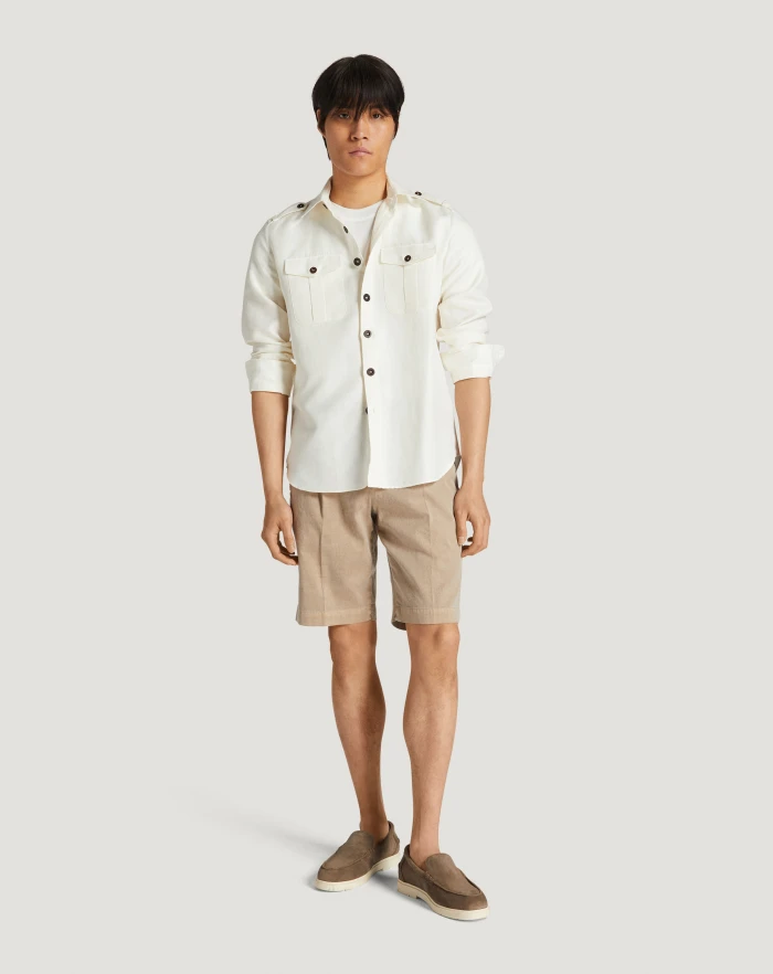 Pantaloni Torino Bermuda in lino stretch délavé Vendite stagionali