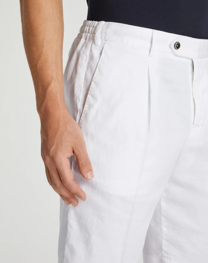Pantaloni Torino Bermuda in lino stretch délavé Cyber Monday