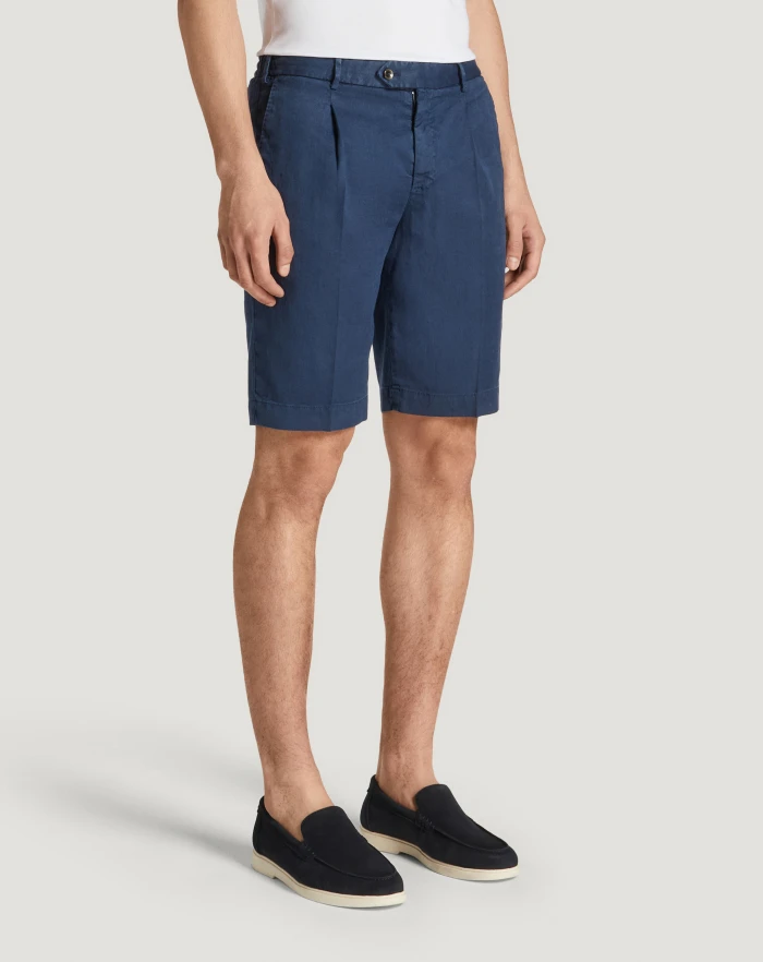 Pantaloni Torino Bermuda in lino stretch délavé Offerta Pasqua