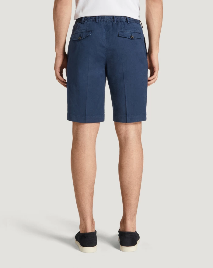 Pantaloni Torino Bermuda in lino stretch délavé Offerta Pasqua