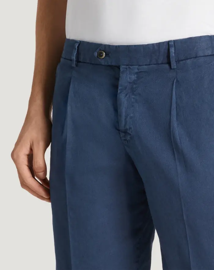Pantaloni Torino Bermuda in lino stretch délavé Offerta Pasqua