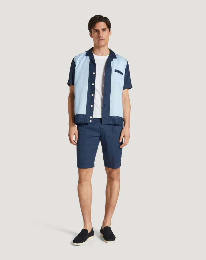 Pantaloni Torino Bermuda in lino stretch délavé Offerta Pasqua